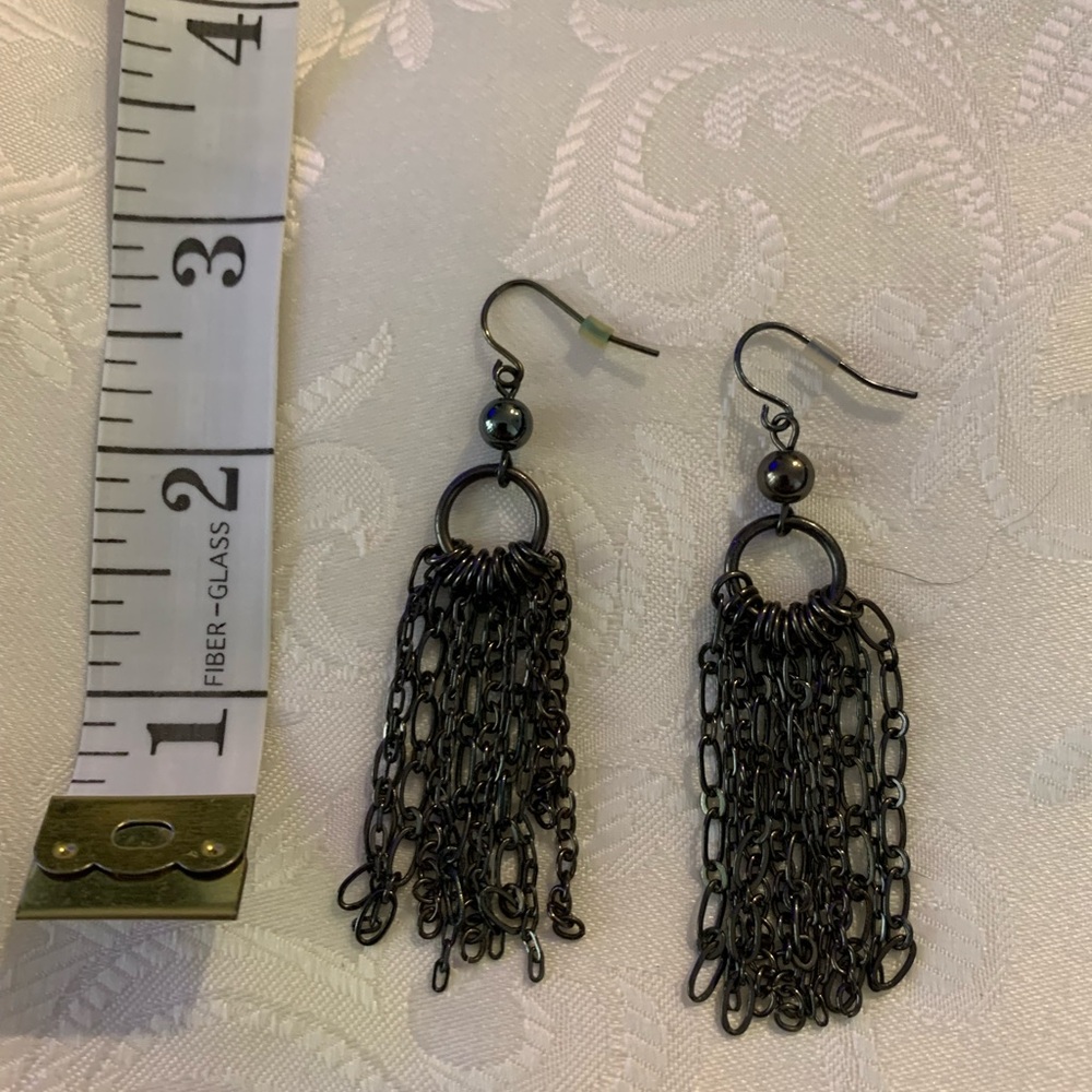 Elegant Black Chain Dangle Earrings